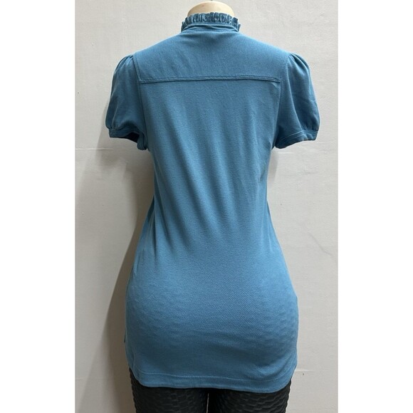 Marc Jacobs women size small Y2K puff short sleeve blue polo top cotton blouse - Picture 3 of 11